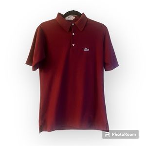 Rare Vintage 70s Lacoste Burgundy Polo Shirt - Men's Size M